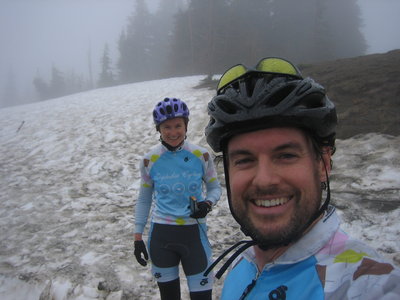 Happy finishers.  Note the sunny alpine meadows.