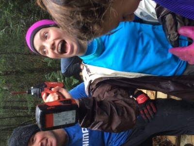 Trail day dec 2015 Megan mugging with drill.JPG